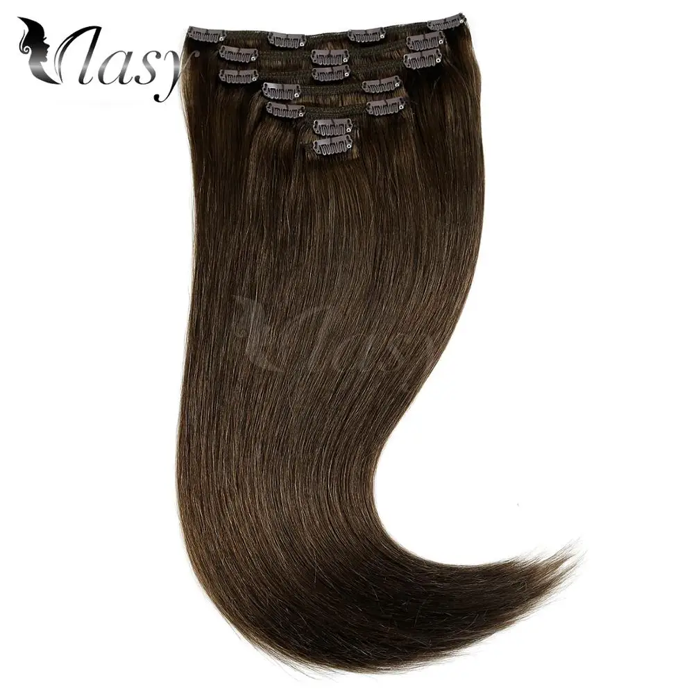 Vlasy 20'' 7pcs/set Remy Clip On Extensions Seamless Straight Double Drawn Clip In Human Hair Extensions 130g/pc 16 clips