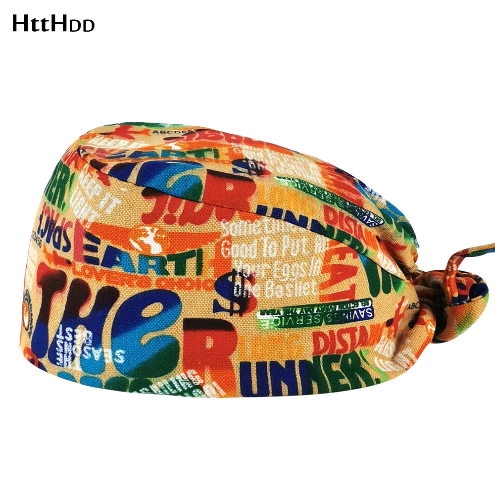 

Unisex cotton Digital printing Scrubs hats adjustable Scrub hat beauty salon lab Health worker beautician hat pet shop Scrub Cap