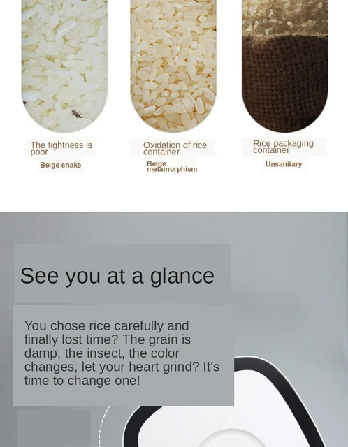 Household Kitchen Rice Storage Box Sealed Insect Proof Moisture Proof Pressed Rice Bucket Plastic Food Storage Container