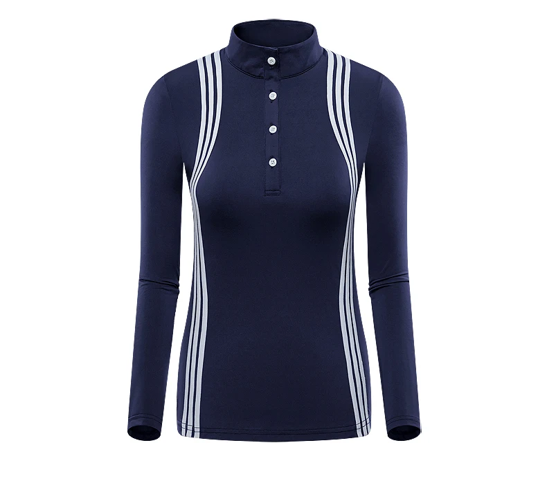 Женские полосатые рубашки для гольфа, дышащие футболки для гольфа с длинными рукавами, модная футболка для похудения D0851