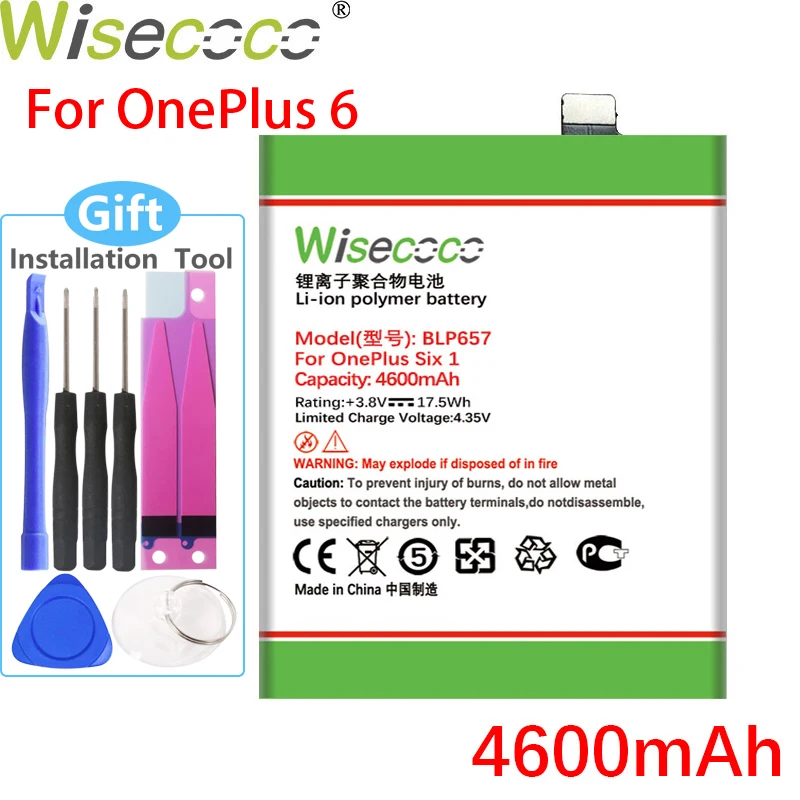 Батарея WISECOCO BLP657 4600 мАч для телефона OnePlus 6 1 + One plus высокое качество номер