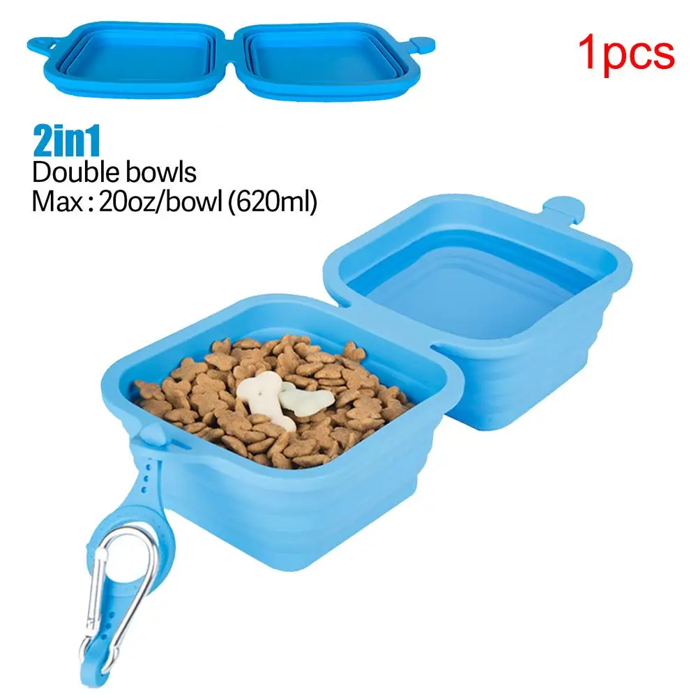 

Dog Bowl Pet Dog Cat Travel Bowl Silicone Foldable Collapsible Feeding Water Dish Feeder 2 In 1 Portable Water Bowl For Pets
