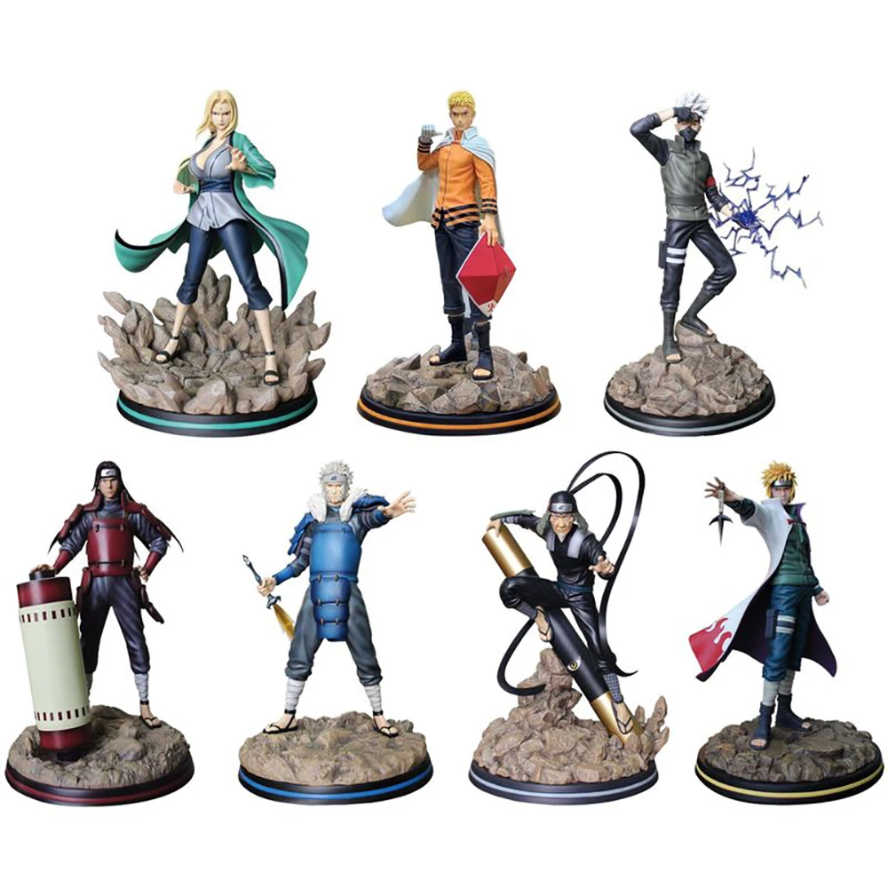 

Anime Naruto Action Figures Toy Cartoon Doll Kakashi Tsunade Hiruzen Minato Tobirama Hashirama PVC Collection Model for Kid 30CM