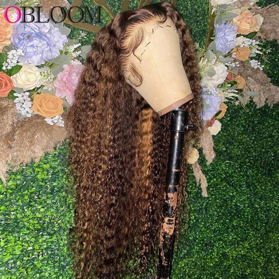 Colored Highlight HD Lace Front Human Hair Wigs Water Wave Wig Pre Plucked Remy Brazilian Hair Wigs For Women With Baby Hair