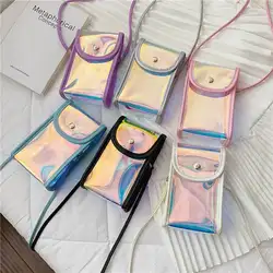 Модные лазерные сумки через плечо Женские однотонные и Прозрачные лазерные маленькие сумки конфеты мини монеты телефон сумка для