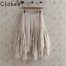 Г. Летняя японская формальная леслесная Стильная приталенная юбка для девочек кружевная многослойная юбка Мори для девушки, многослойная юбка в сеточку U143