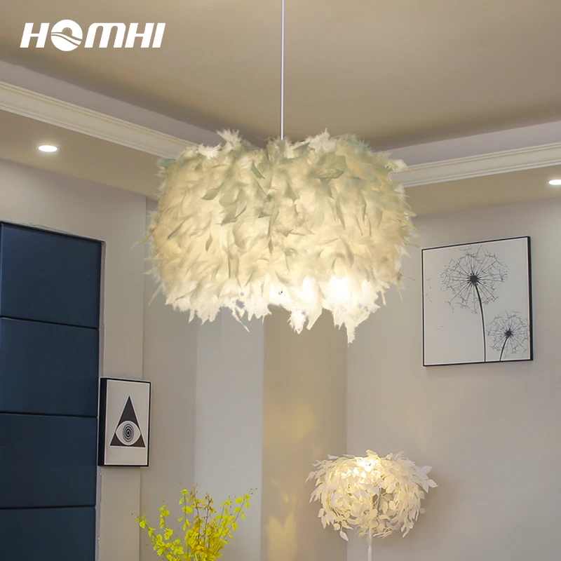 White Feather Ceiling Pendant Light Bedroom Modern Nordic Pendant Lamp Deco Maison Moderne Chambre Bebe Fille Cute Fixtures Pendant Lights Aliexpress
