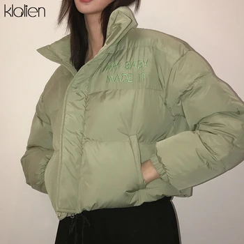

KLALIEN Winter Jacket women Coat Thick Parka Turtleneck 2020 hot Pure fresh green Female fashion Loose Oversized warm clothes