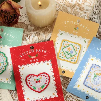 

4PCS/LOT Lovely Garden Floral Stitch Patch 36mm*36mm DIY Scrapbooking Deco Stickers Gift