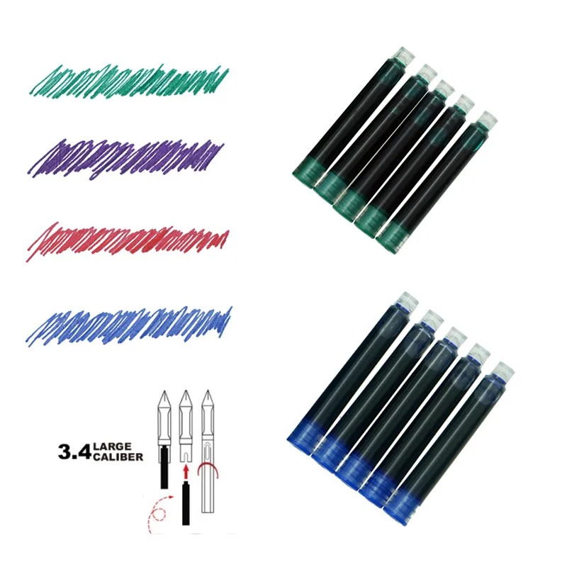 20Pcs/lot Colourful Ink Sac Fountain Pen set Fountain Pen Ink Cartridges Refills Blue Black