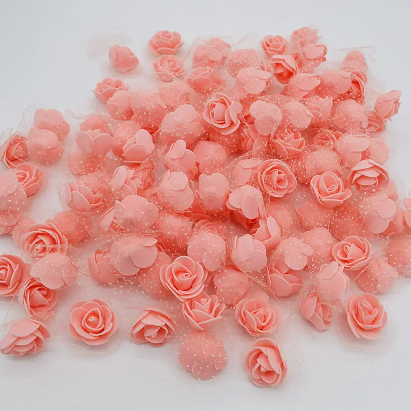 100 шт 3,5 см мини ПЭ пена роза искусственные головки цветов для свадебных украшений вечерние ручной работы DIY венки аксессуары - Цвет: F04 peach