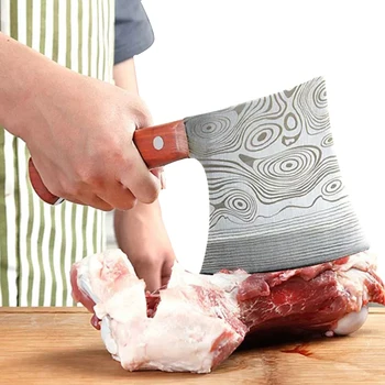 

Chef Knife Laser Damascus Pattern Butcher Knife Home Meat Cleaver Sharp Bone Cutter Stainless Steel Thickening Machete