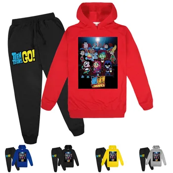 

DLF 2-16Y Cartoon Teen Titans Go Hoodie T Shirt Tops+ Pants Clothing Set Kids Boys Casual Sports Toddler Outfits Girls Tracksuit