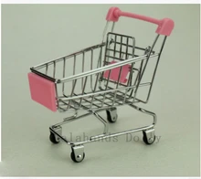  Doll Pretend Toy Supermarket Hand Trolley Mini Shopping Cart Desktop Decoration Storage Toy Gift Dollhouse Furniture Accessories 