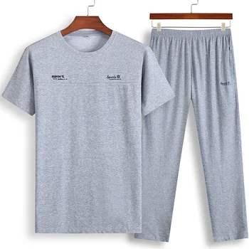 

Fat Male Sports Suit Summer Short Sleeve Two-piece Set plus Plus Fat Men Leisure Sportswear Leisure Big Size