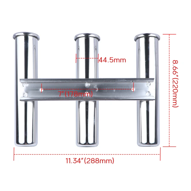 3 Tube Rod Holder Triple Stainless Steel Vertical Multi-use