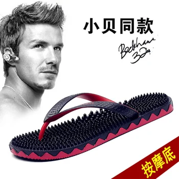 

David Beckham in same male tide the slippers outdoor wear flip-flops man han edition is cool procrastinate antiskid beach shoes