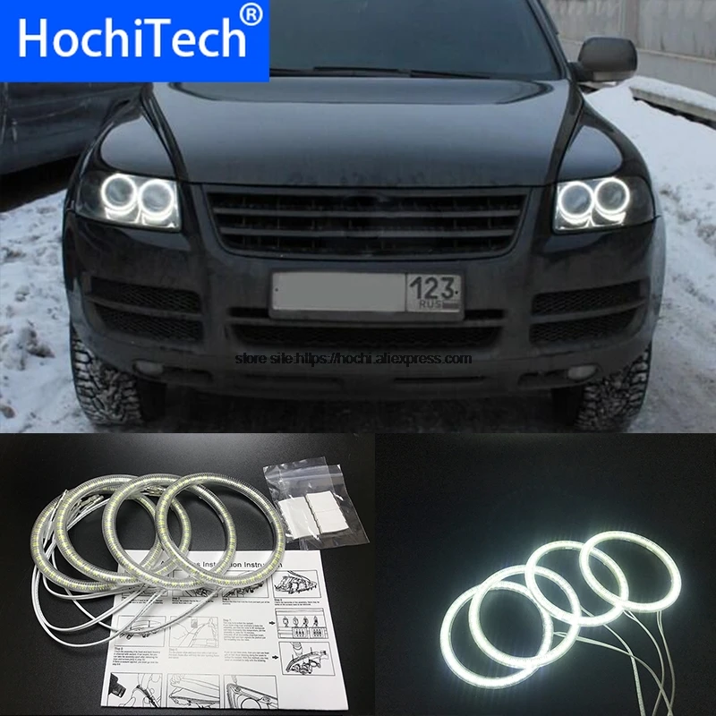 

HochiTech для Volkswagen VW Touareg 2003-2006 ультра яркий SMD белый светодиодный ангельские глазки 12 В halo ring kit дневной ходовой светильник DRL