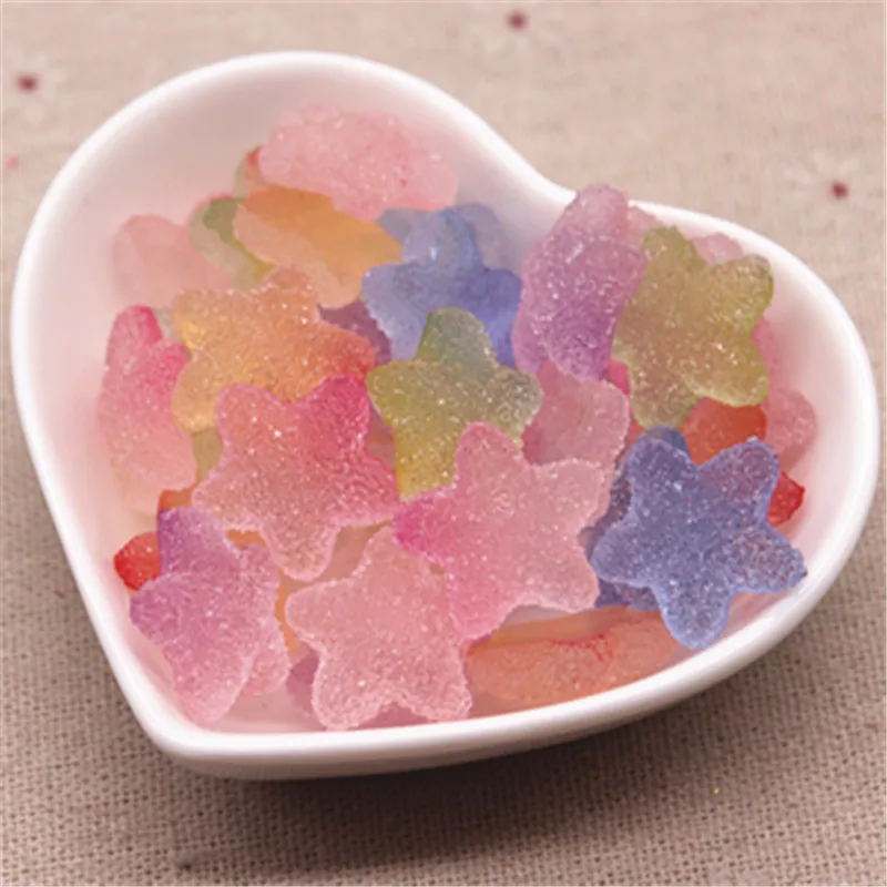 

10pcs 17*18mm Unicorn Color Resin Star Flatback Cabochon Simulation Soft Candy Food Art DIY Phone Case Hair Clip Decoration