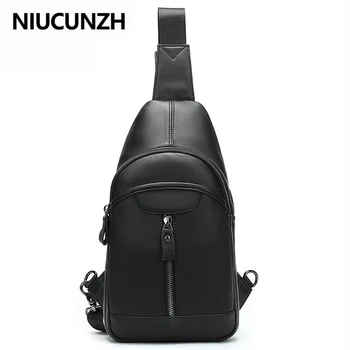 

NIUCUNZH Men's Genuine Leather Shoulder Bags For Men Crossbody Bags Sling Strap Messenger Bag Men Leather Small Mens Chest Bag