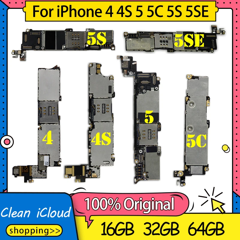 Оригинальная разблокированная материнская плата для iphone 4 4S 5 5C 5S 5SE SE разборка 5g логическая с системой