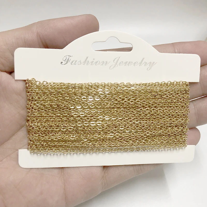 

5 Meters/lot IP Gold Plated Stainless Steel Link Chains Necklace Lobster Clasps Jump Rings Set Fit DIY Jewelry Making Findings