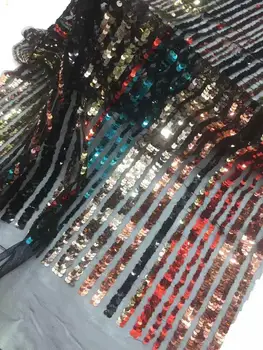 

Exquisite sequins straight embroidery French mesh lace African lace fabric sequins for high-end dress evening dress 5 yards batc