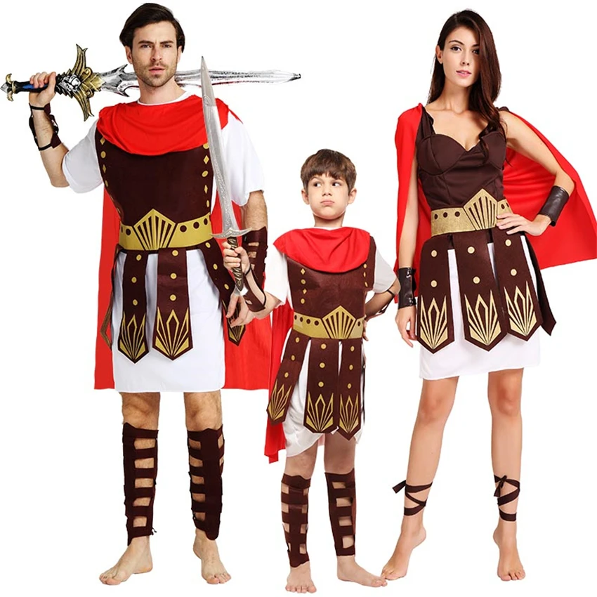 

Halloween Party Medieval Cosplay Costumes for Adult Kids Spartan Warrior Ancient Rome Stage Performance Middle Ages Festive Wear