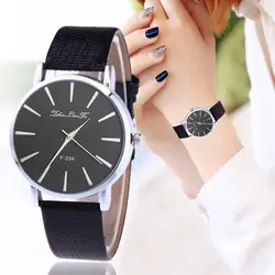 Элегантные мужские деловые часы, круглый циферблат, кварцевые часы с искусственным кожаным ремешком, пара часов TY66