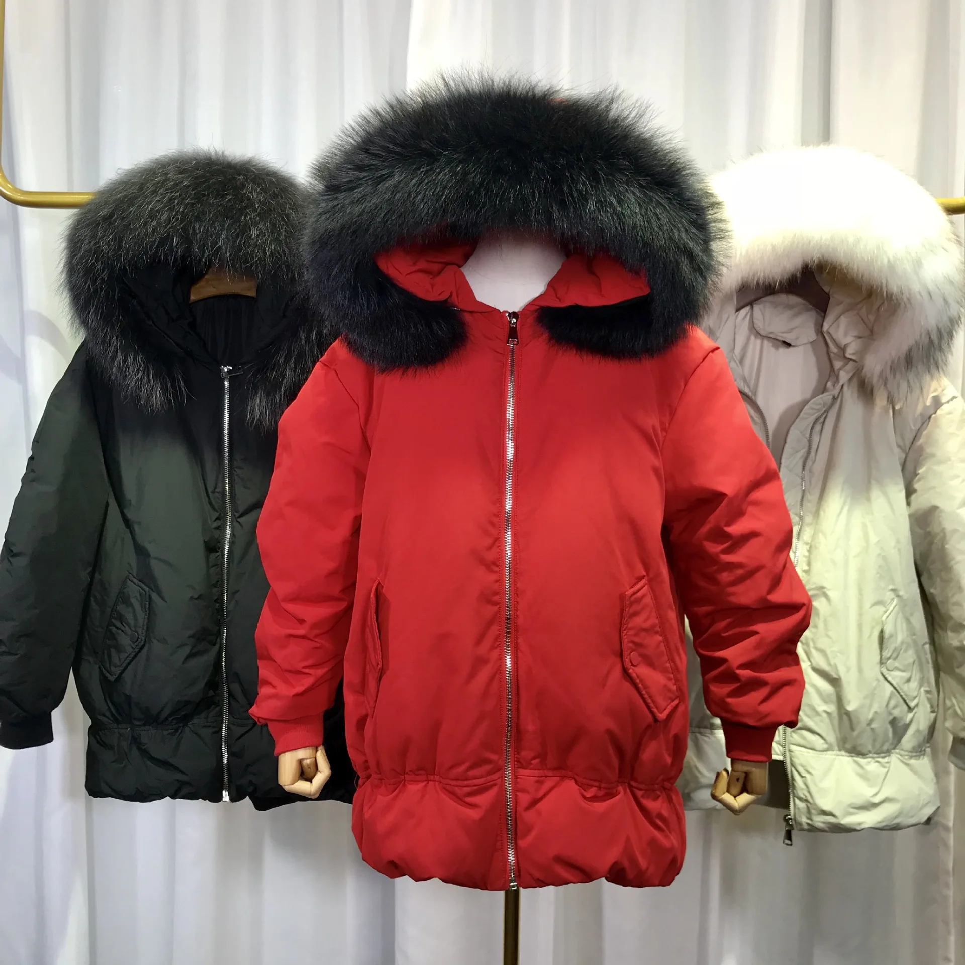 Южная Корея, Dongdaemun, женское платье, стиль, большой меховой воротник, с капюшоном, плотное пальто, зимнее, для сезона, пуховик для женщин, yu