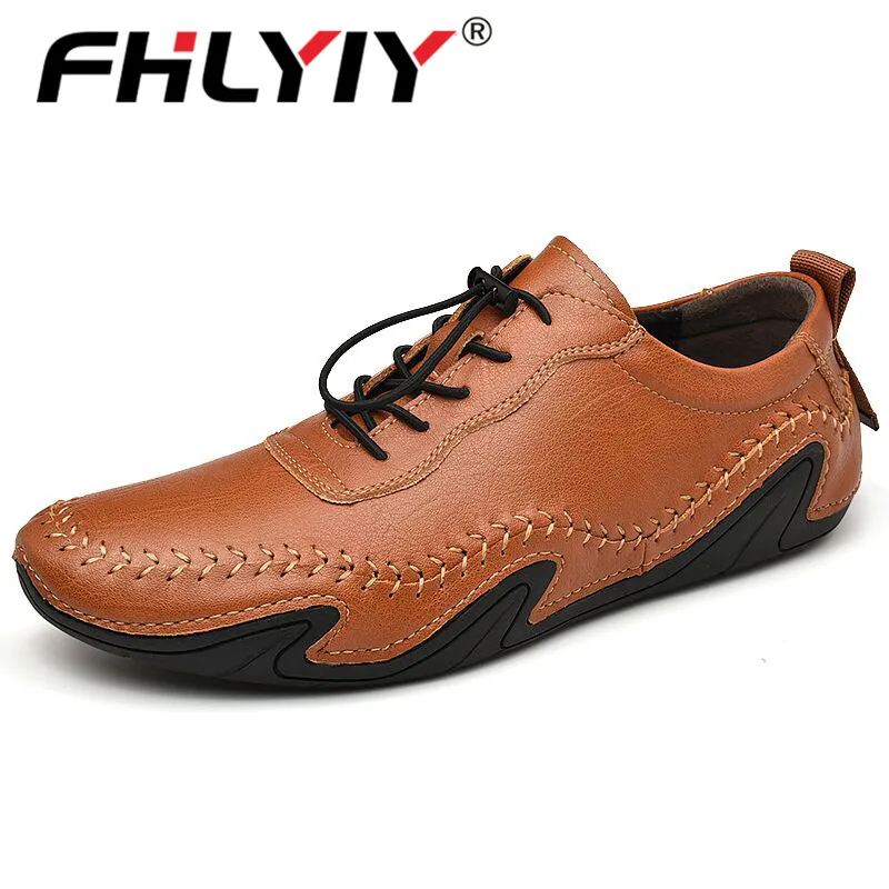 Fhlyiy/Новинка; модная повседневная обувь; лоферы; Качественная кожаная мужская обувь; мужские мокасины на плоской подошве; удобная обувь для вождения; большие размеры
