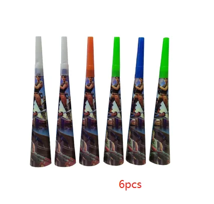 6pcs horn Мульти-стиль замок игра есть курица игра детская посуда для вечеринки в честь Дня Рождения Торт Украшение Флаг Шар одноразовая посуда - Цвет: 6pcs horn
