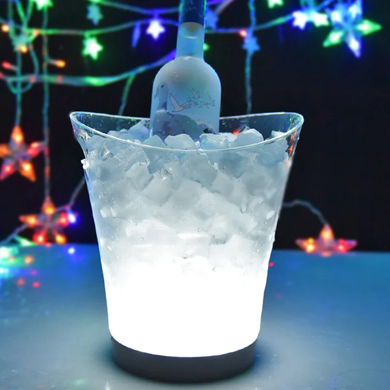5L LED Ice Bucket Wine Cooler Colors Changing Champagne Wine Bucket for Night Party Home Bar Kitchen Tools ice bucket