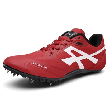 

Men Women Spikes Track Field Shoes Lightweight Man Sport Running Shoes Outdoor Orange Black Women Jumping Shoes Trainer