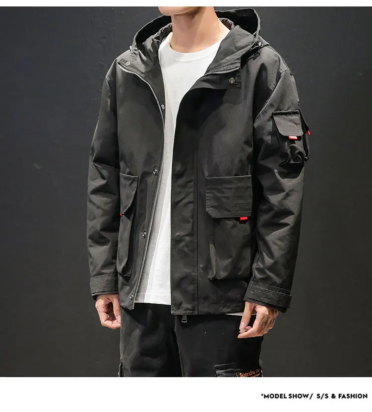 M-5XL мужские куртки и пальто уличная куртка-бомбер мужская ветровка модная одежда 2019 осень карго с капюшоном мужские пальто