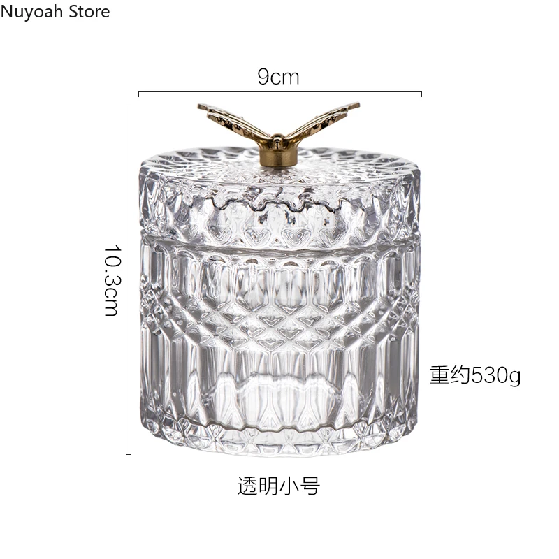 Nordic Butterfly Glass Storage Jar Jewelry Box Household Cotton Swab Box Desktop Transparent Glass Jar Decoration Decoration 6