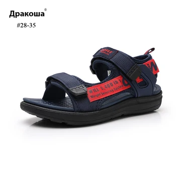 

Apakowa Kids Summer Boys Sandals Double Hook&Loop Beach Sandals Letter Print Children's Shoes for Little Boys Footwear