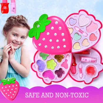

Baby Girls Makeup Set Toy Safe Cosmetic Kit Pretend Play Kids Beauty Salon Strawberry Birthday Gifts