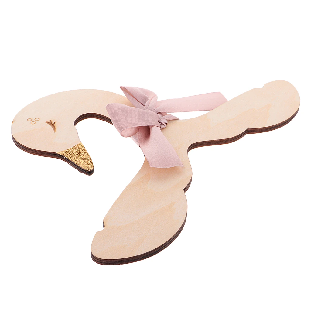 Kids Baby Boy Girls Bunny Swan Wood Clothes Hanger Home Room Nursery Decoration