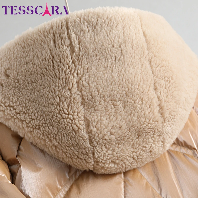 TESSCARA женская зимняя элегантная меховая Парка женская с капюшоном Длинная шерстяная смесь простая куртка-пальто теплые куртки верхняя одежда и пальто