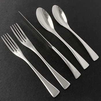 

5/20Pcs Hot Silver Dinnerware Set Mirror Cutlery Set Kitchen Silverware Flatware Set Steak Tableware For Party Spoon Fork Knife