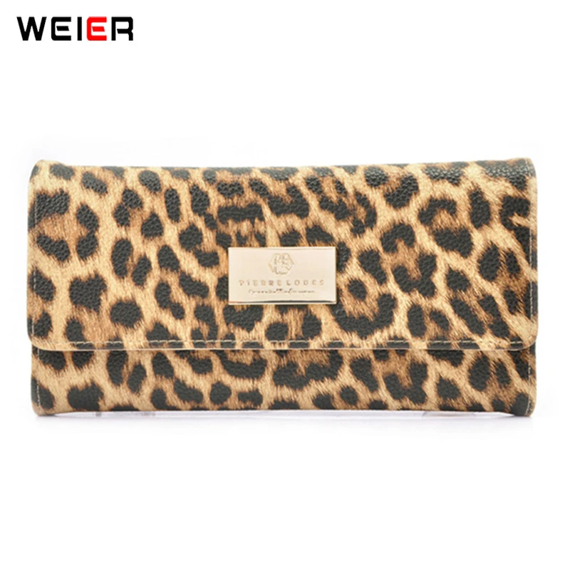 Carteras largas con de leopardo para mujer, monederos de cuero PU con bolsillo para monedas, de marca de estándar|Carteras| - AliExpress