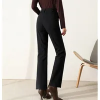 Beige Black High Wasit Straight Pants Women Vintage Solid Elegant Office Lady Wide Leg Trousers 1