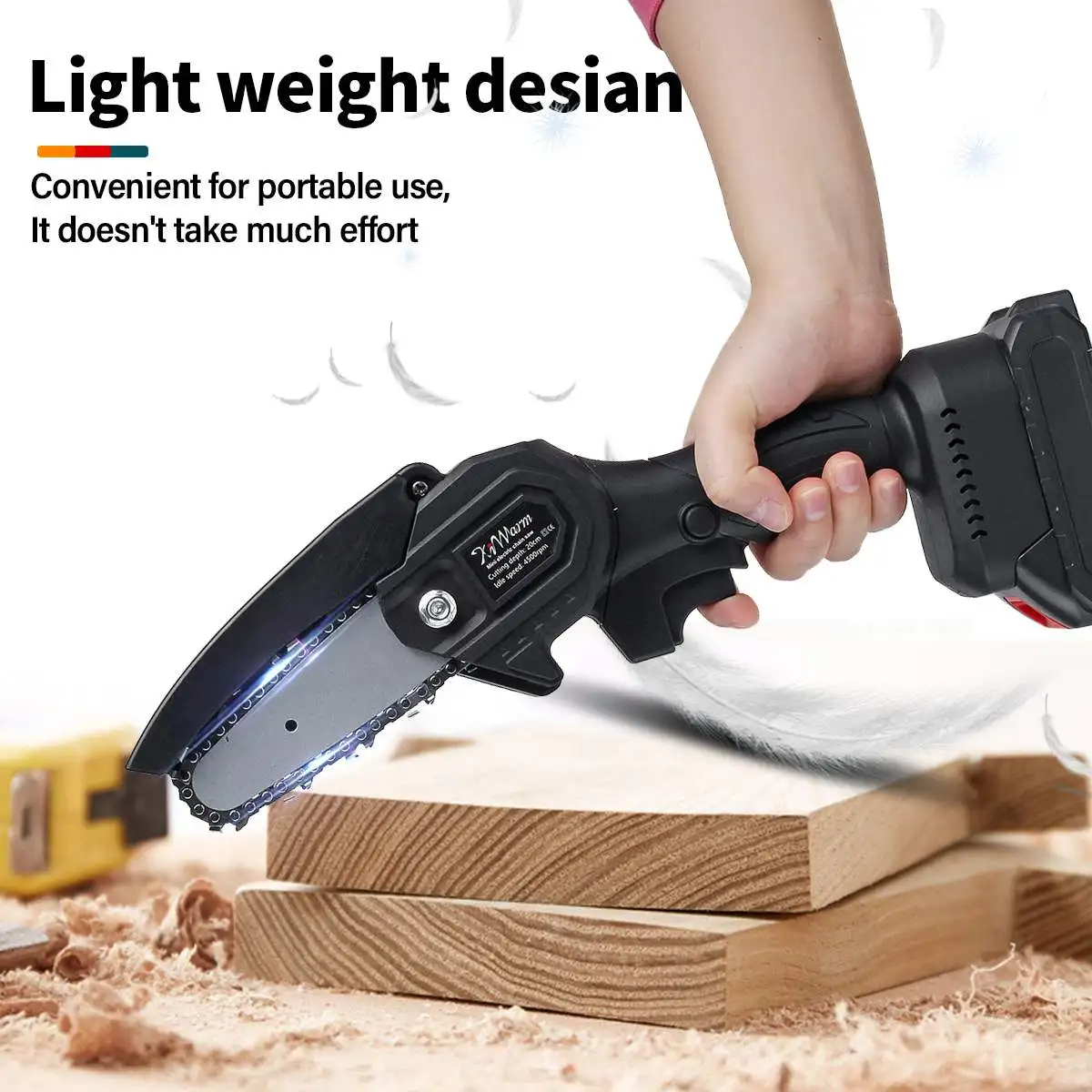 Mini Chainsaw 4-Inch Cordless Electric Portable Chainsaw with