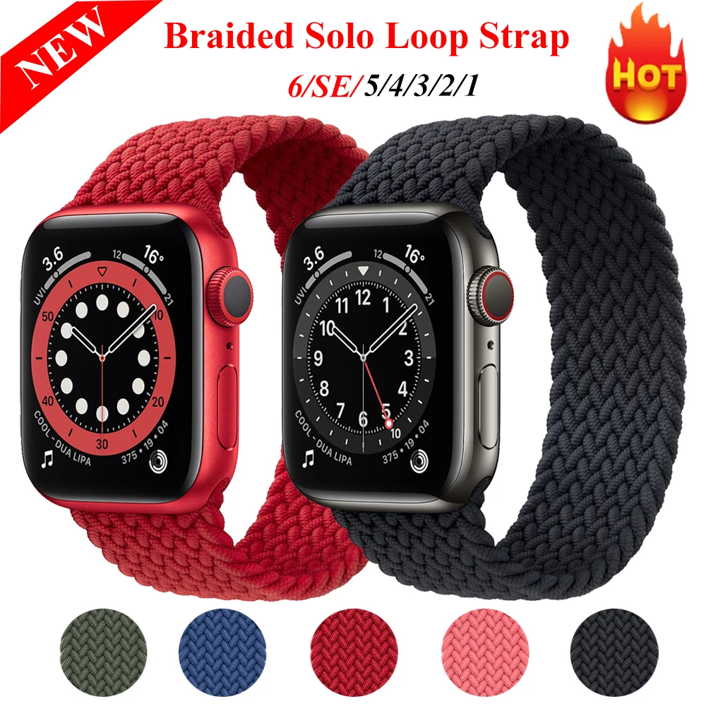 

Braided Solo Loop Strap For Apple Watch Series 6 Band 5/SE/4 40MM 44MM Woven Watchbands For iwatch Series3/2/1 38MM 42MM Strap