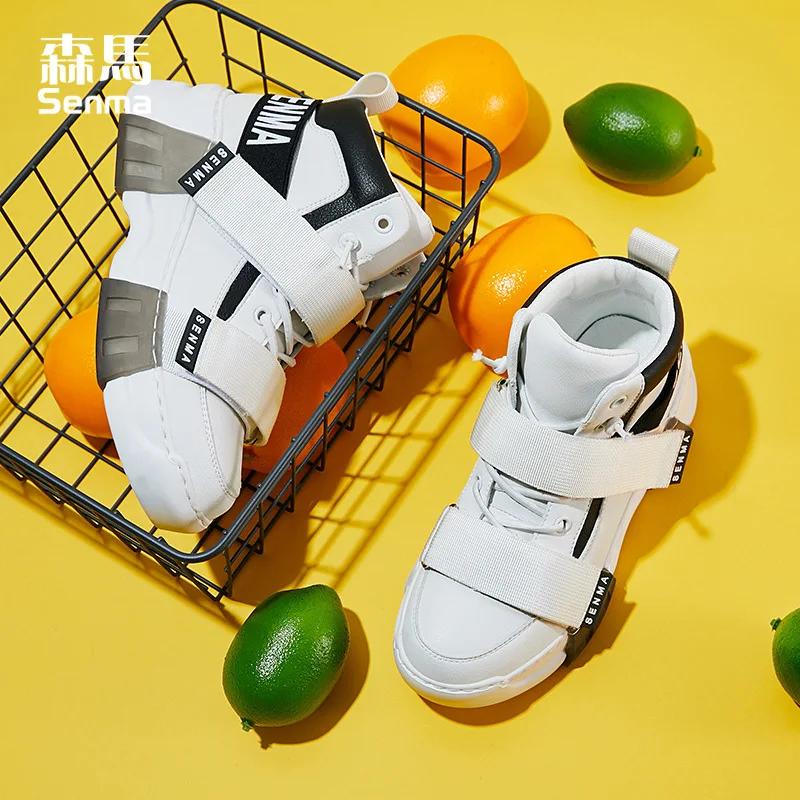 

Semir 2019 Spring New Style COUPLE'S Shoes Fashion Velcro Casual Shoes Women's Hight-top Versatile Athletic Shoes Women's