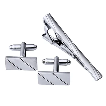 

Wedding Gift Tie Clip Striped Sturdy Decoration Party Business Portable Shirt Jewelry Adult Cufflink Set Casual Accessories