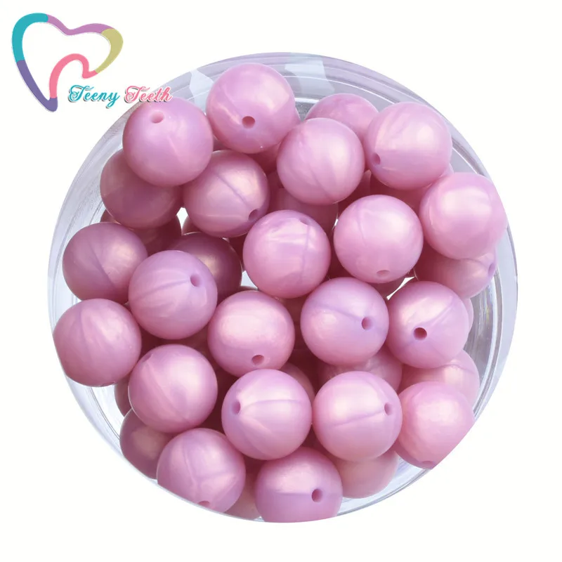 

Teeny Teeth 100 PCS Metallic Rose Red Silicone Round 9-19 MM Loose Beads Baby Teether BPA Free DIY Necklace Pacifier Chain