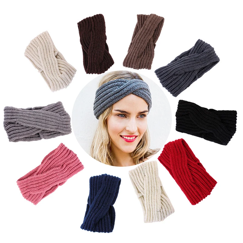 One Size Fashion Headband Rhinestones Hairband Mudd Knit Headwrap for Women