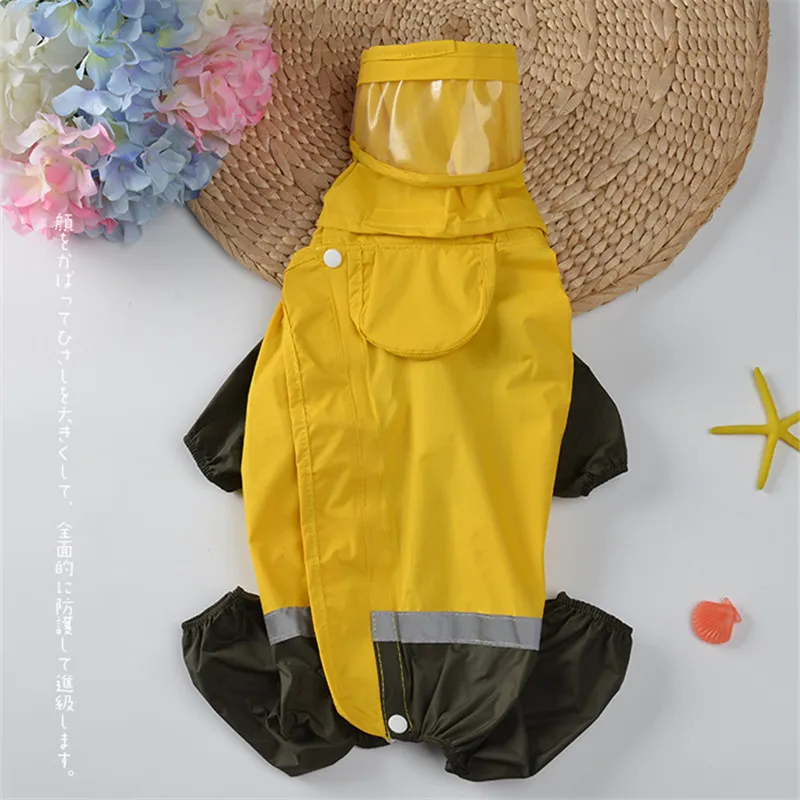 Dog Raincoat Pet Clothes Waterproof Clothing for Dog Rain Jacket Jumpsuit Rainwear Schnauzer Poodle Bichon Pug Corgi Clothing - Цвет: Цвет: желтый